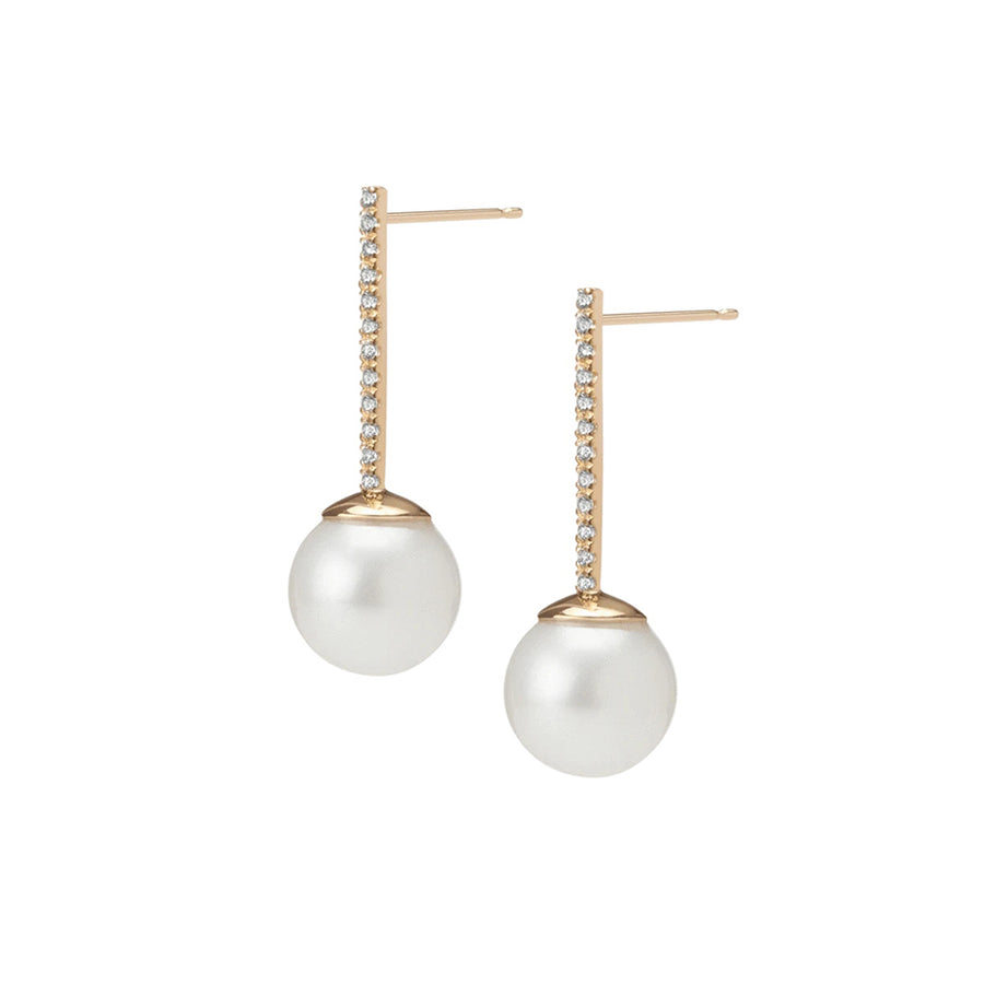 FE0282 925 Sterling Silver Proud Pearl Earrings with White Diamonds