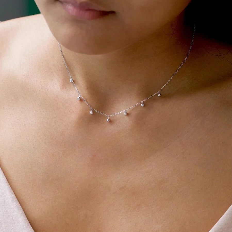FX0011 925 Sterling Silver  Ball Choker Necklace