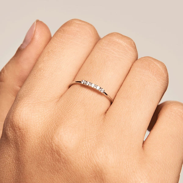 FJ0216 925 Sterling Silver Diamond Bar Ring