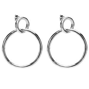 FE0710 925 Sterling Silver Connection Circle Drop Earrings