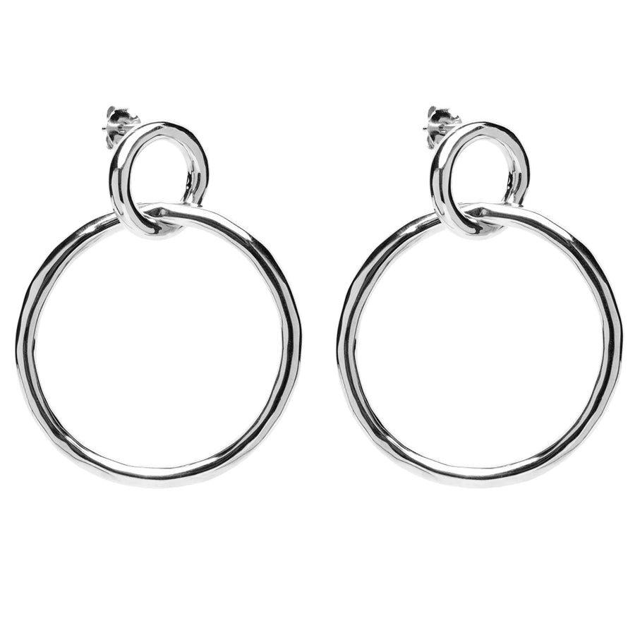 FE0710 925 Sterling Silver Connection Circle Drop Earrings