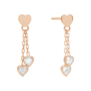 FE0602 925 Sterling Silver Dangling Cz Heart Stud Earrings