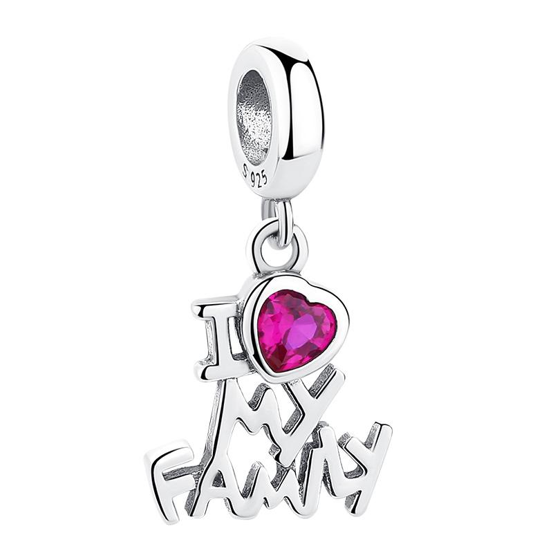 PY1752 925 Sterling Silver I Love My Family Dangle Charm