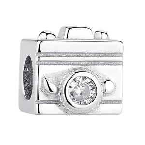 XPPY1022 925 Sterling Silver Camera Photo Charm with CZ
