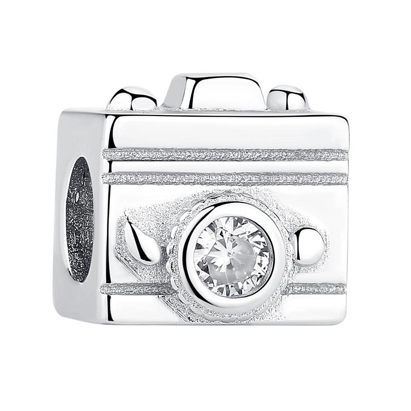 XPPY1022 925 Sterling Silver Camera Photo Charm with CZ