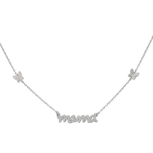 FX0517 925 Sterling Silver MAMA BUTTERFLY ZIRCONIA NECKLACE