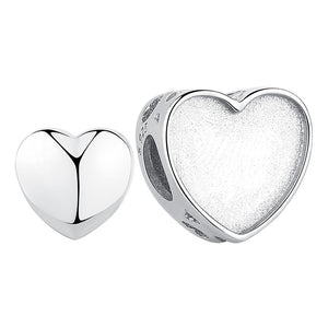 XPPY1032 925 Sterling Silver Engraved Heart Charm Bead