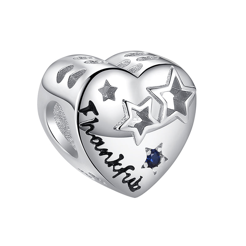 XPPY1106 925 Sterling Silver Thankful Star Heart Photo Charms