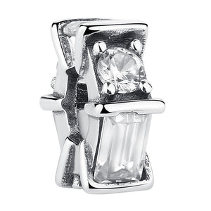 PY1737 925 Sterling Silver Ice Sculpture Spacer CZ Charm