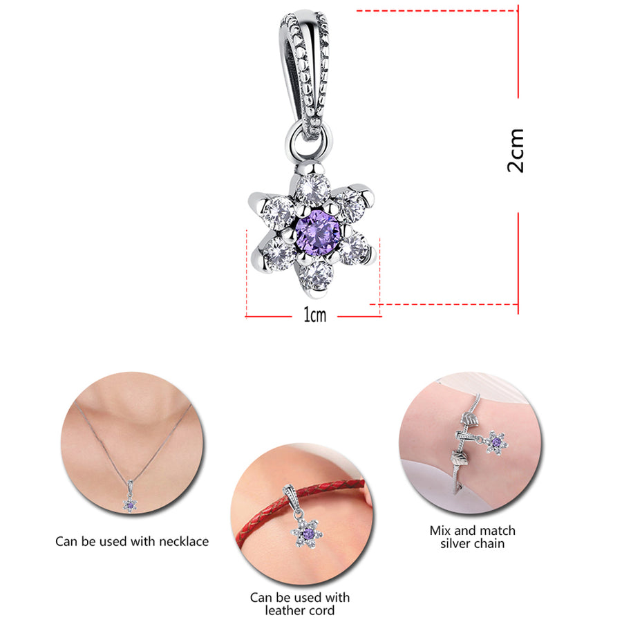 PY1193_Q 925 Sterling Silver Don't Forget Flower Dangle Charms