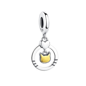 PY1800 925 Sterling Silver Lovely Cat Dangle Charm