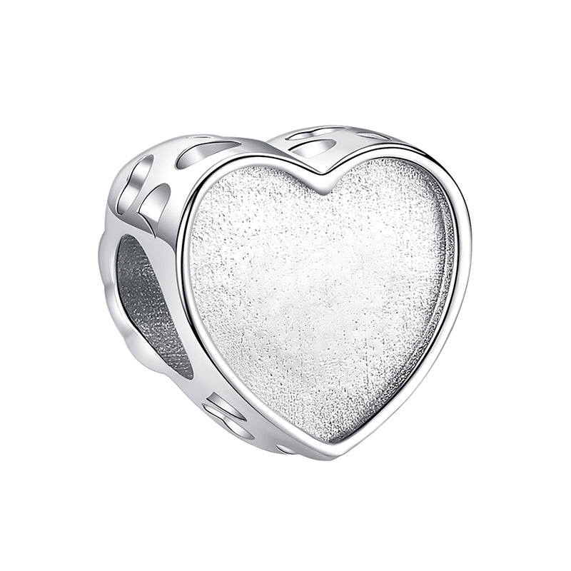 XPPY1135 925 Sterling Silver Romantic Heart Photo Charm