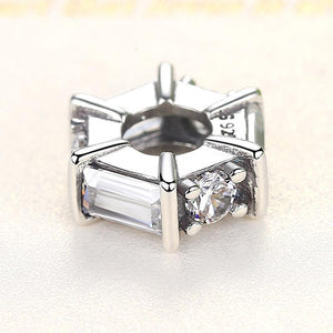 PY1737 925 Sterling Silver Ice Sculpture Spacer CZ Charm