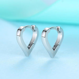YE3224 925 Sterling Silver Heart Shape Hoop Earrings