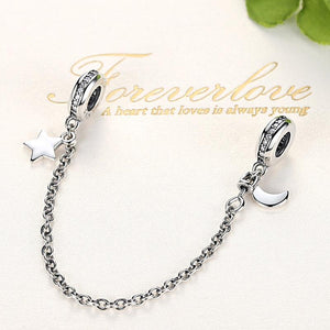 PY1757 925 Sterling Silver Star & Moon Safety Chain