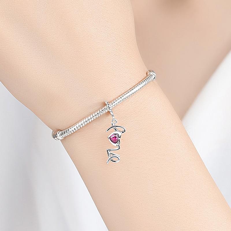 PY1733 925 Sterling Silver Letter Love Pendant Charm