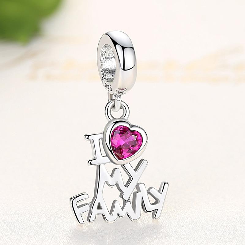 PY1752 925 Sterling Silver I Love My Family Dangle Charm