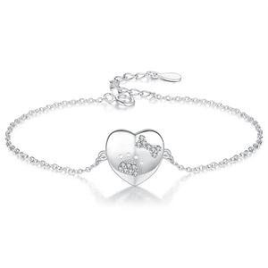XPYS1036 925 Sterling Silver Kitty & Punny Heart Bracelet