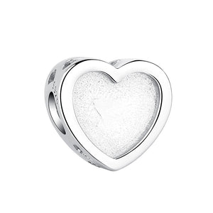 XPPY1040 925 Sterling Silver Forever Heart Photo Charm Bead