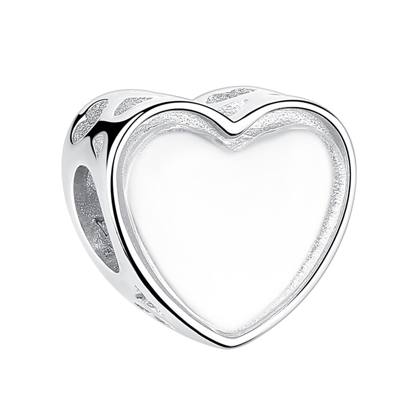 XPPY1085 925 Sterling Silver Pink CZ Heart Bead Charm For Love