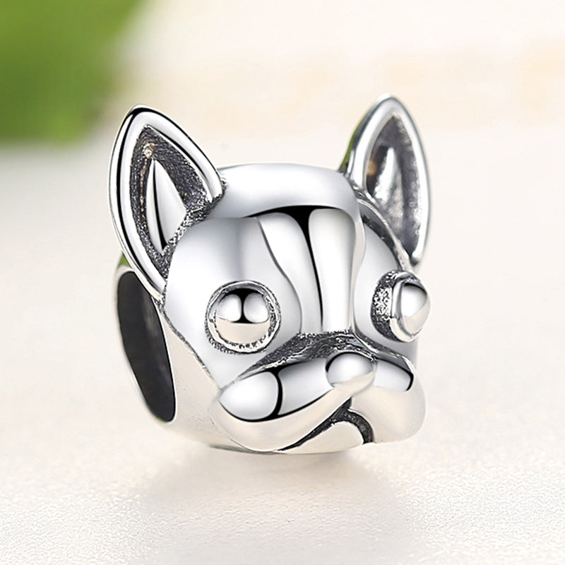 PY1736 925 Sterling Silver Lovely Dog Charm Beads