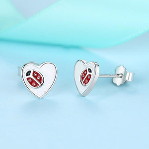 ETYE5214 925 Sterling Silver For Children Ladybug Stud Earrings