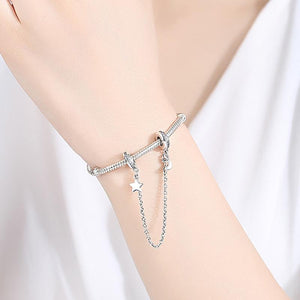 PY1757 925 Sterling Silver Star & Moon Safety Chain