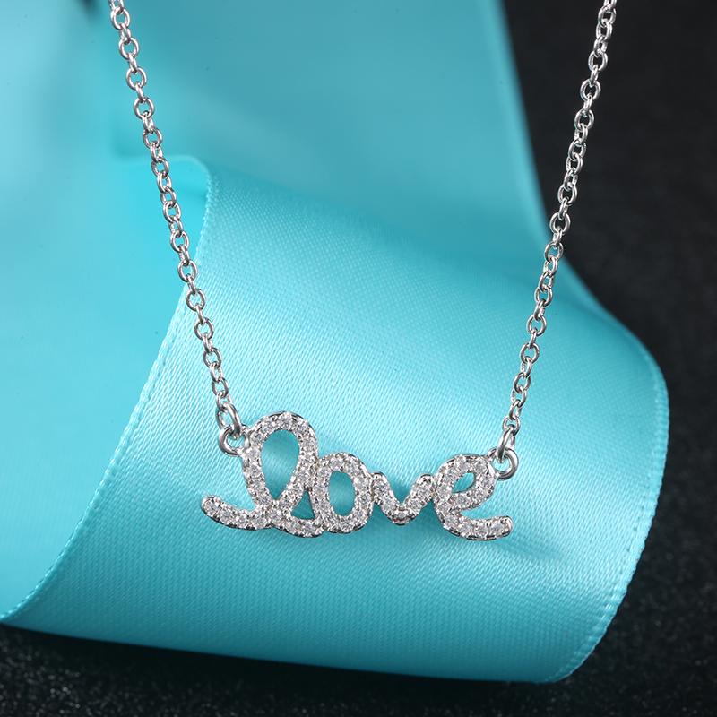 YX1117 925 Sterling Silver "Love" Letter Long Chain Necklace