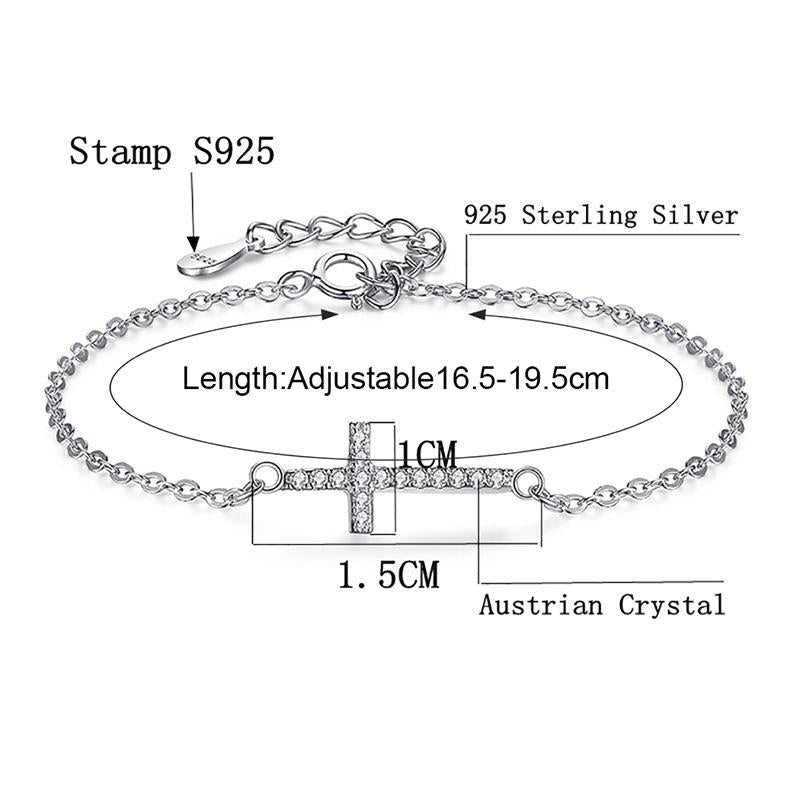 YS1078 925 Sterling Silver AAA+ CZ Faith Cross Bracelet