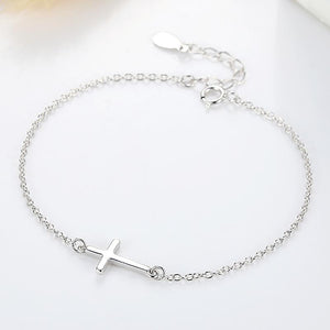 YS1080 925 Sterling Silver Faith Christian Cross Bracelet