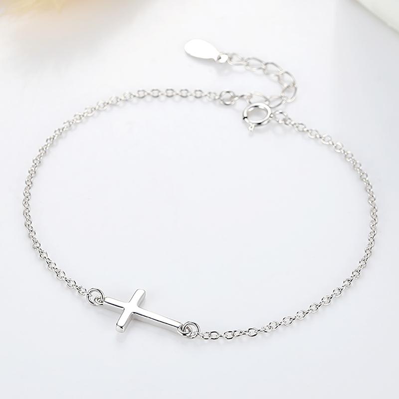 YS1080 925 Sterling Silver Faith Christian Cross Bracelet