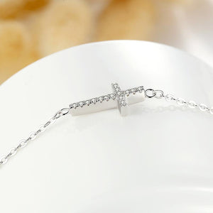 YS1078 925 Sterling Silver AAA+ CZ Faith Cross Bracelet