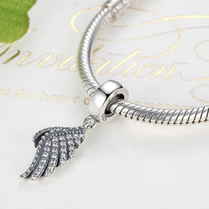 PY1266 925 Sterling Silver Feather Angel Wing Charm