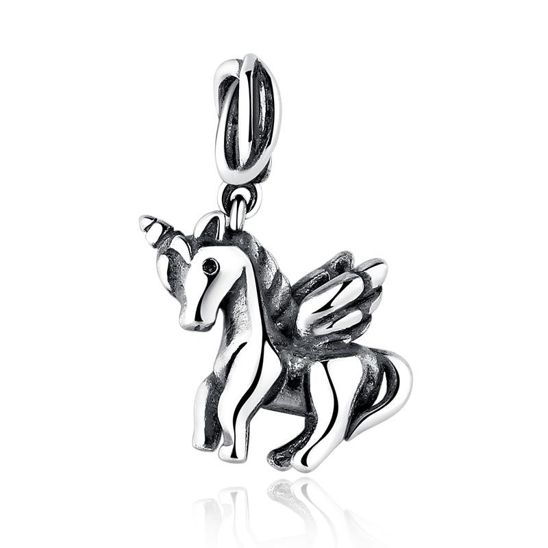 PY1221 925 Sterling Silver Unicorn Dangle Charm