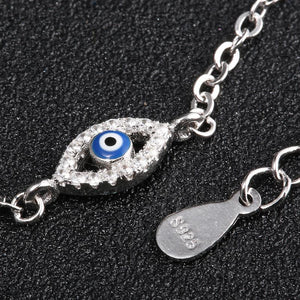 YS1011 925 Sterling Silver Blue Enamel Evil Eye Bracelet