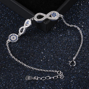 YS1014 925 Sterling Silver Infinity & Evil Eye 925 Silver Bracelet