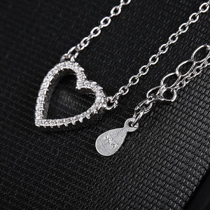 YX1273 925 Sterling Silver Heart Charm Pendant Necklace