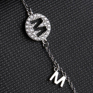 YS1029 925 Sterling Silver Alphabet Letter M Round Bracelet