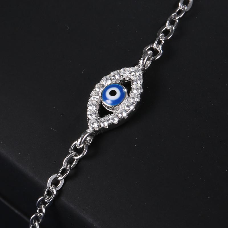 YS1011 925 Sterling Silver Blue Enamel Evil Eye Bracelet