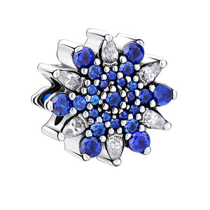PY1247 925 Sterling Silver Snowflake Charm Bead with CZ