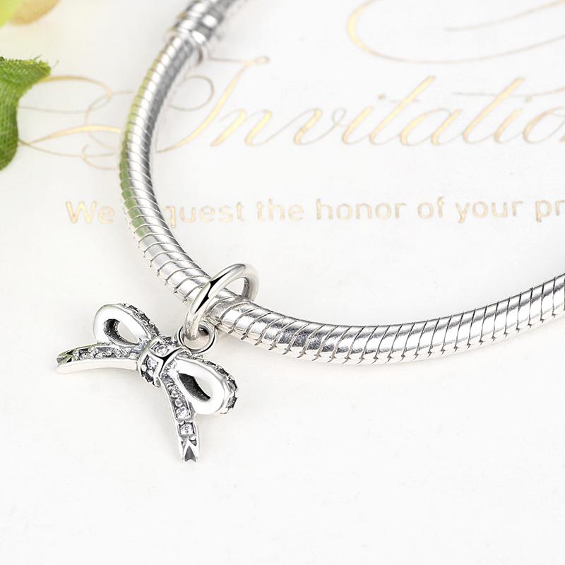PY1231 925 Sterling Silver Always Young Bow Knot Charm