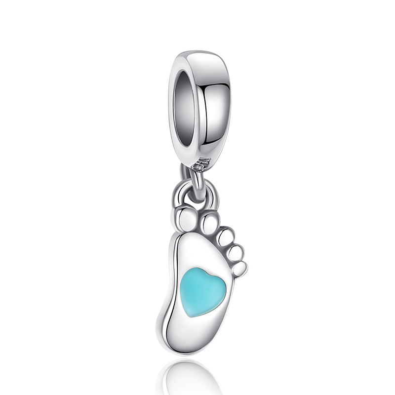 PY1914 925 Sterling Silver baby footprint charm bead