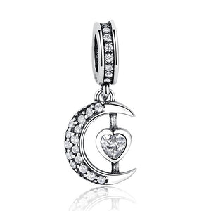 PY1265 925 Sterling Silver Crescent Charm With Clear CZ