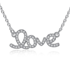 YX1117 925 Sterling Silver "Love" Letter Long Chain Necklace