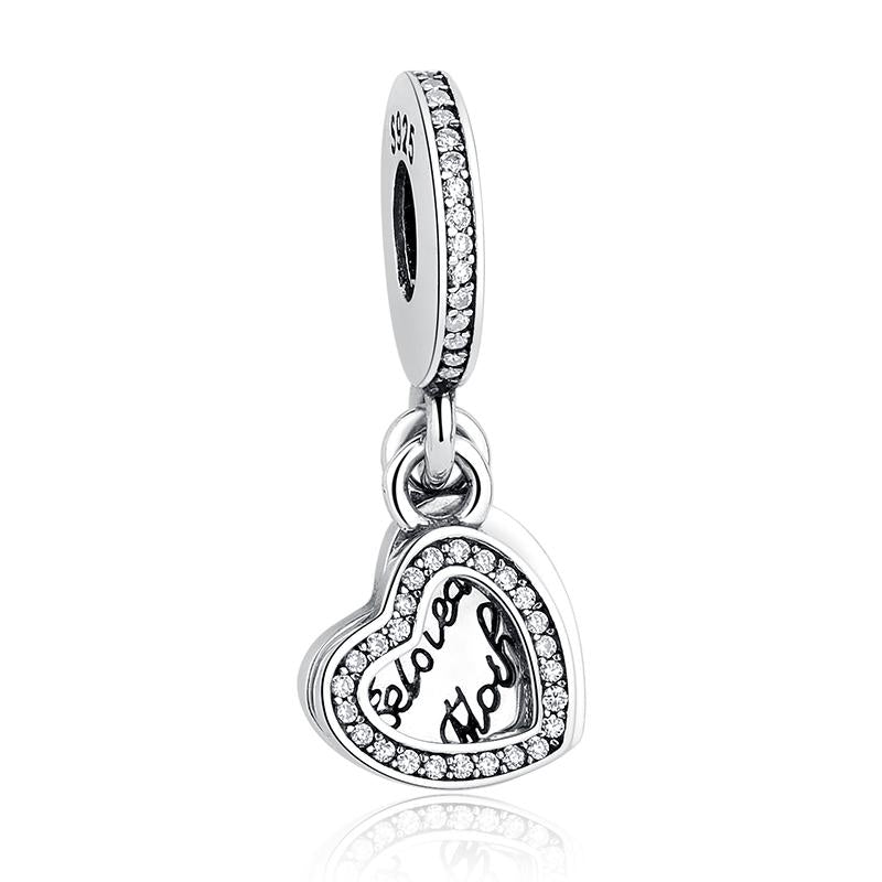 PY1272 925 Sterling Silver Beloved Mother Heart Charm