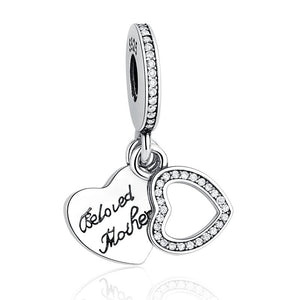 PY1272 925 Sterling Silver Beloved Mother Heart Charm