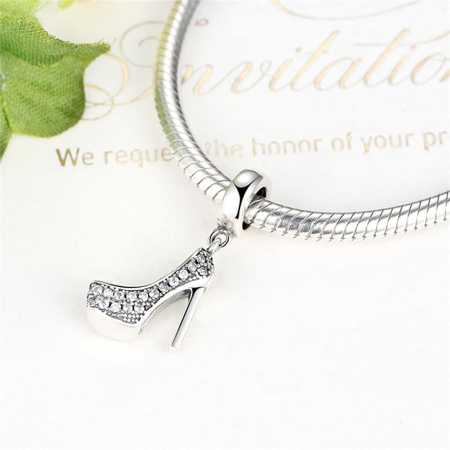 PY1228 925 Sterling Silver Sparkling High Heels Charm