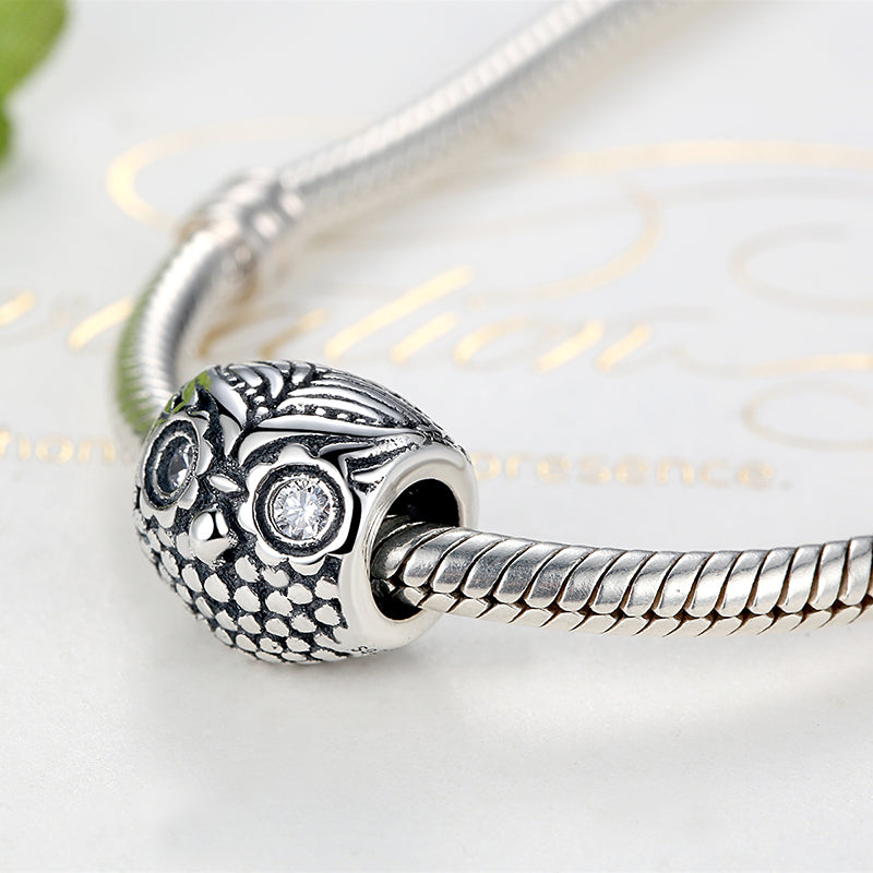 PY1256 925 Sterling Silver Cute Owl Beads