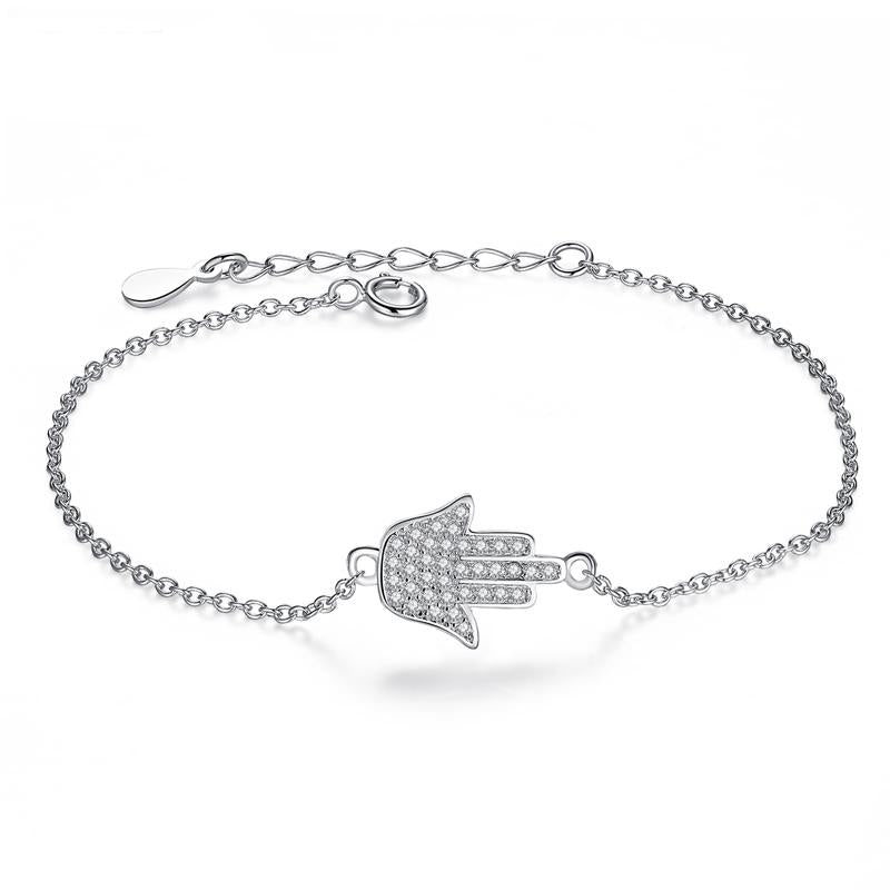YS1006 925 Sterling Silver Fatima Hand Hamsa Bracelet