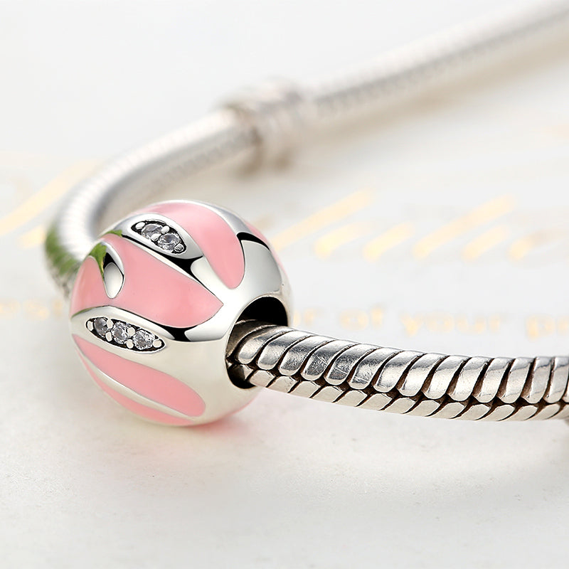 PY1322 925 Sterling Silver Pink Fashion Beads